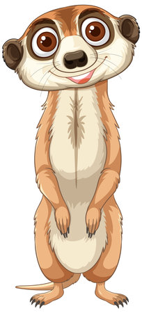 Adorable meerkat standing upright, smilingのイラスト素材