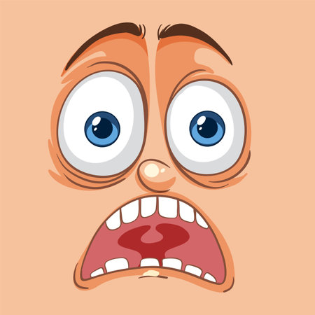 Wide-eyed, open-mouthed shocked expressionのイラスト素材