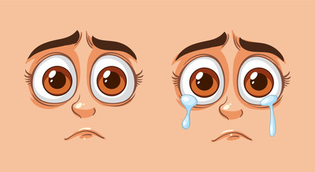 Two sad faces, one with tearsのイラスト素材