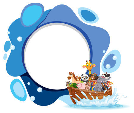 Various animals together on a boatのイラスト素材