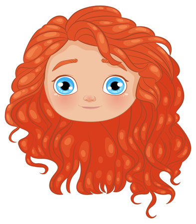 Smiling cartoon character with curly red hairのイラスト素材