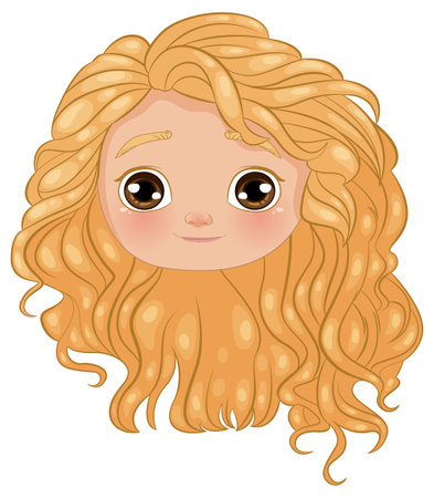 Cute character with curly blonde hairのイラスト素材