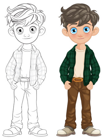 A young boy in casual clothingのイラスト素材