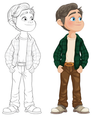 Illustration of a boy in casual attireのイラスト素材