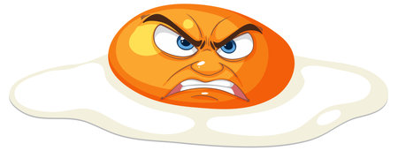 A cartoon fried egg with an angry expressionのイラスト素材