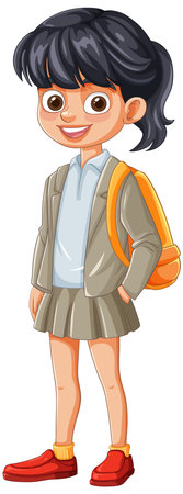 A cheerful girl in school uniformのイラスト素材