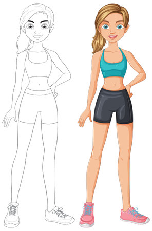 Woman in sports attire, ready for workoutのイラスト素材