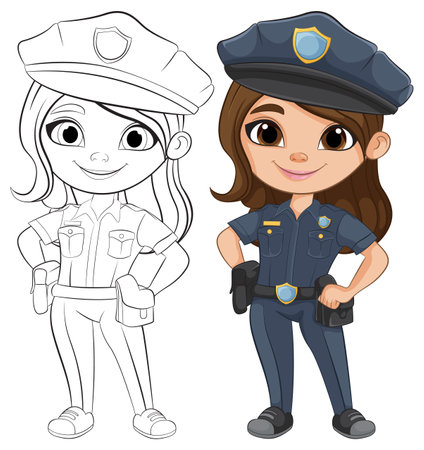 Smiling police officer in uniform illustrationのイラスト素材