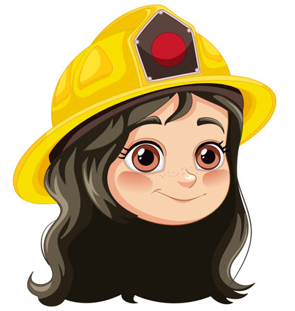 Adorable girl in firefighter helmet vector artのイラスト素材