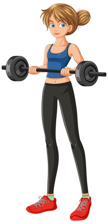 Young woman lifting a barbellのイラスト素材