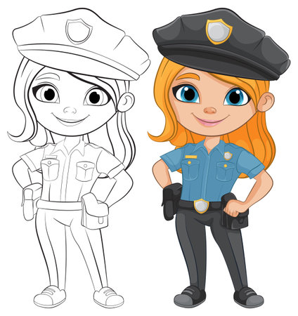 Smiling female police officer in uniformのイラスト素材