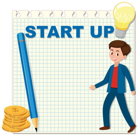 Young entrepreneur with start-up elementsのイラスト素材