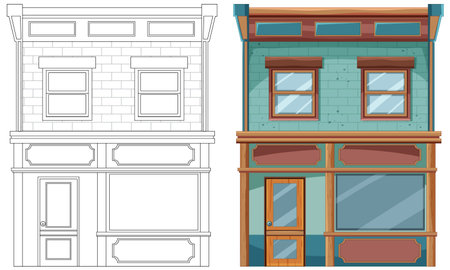 Detailed vector of a two-story houseのイラスト素材