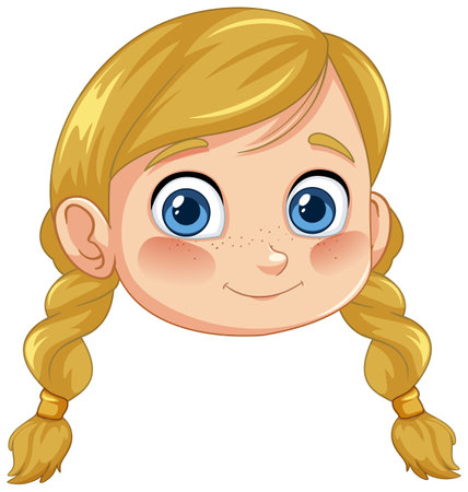 Cute girl with blue eyes and braidsのイラスト素材
