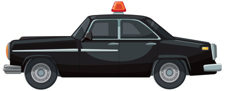 Vintage black police car with red sirenのイラスト素材