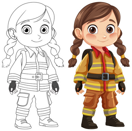 Illustration of a child firefighter in uniformのイラスト素材
