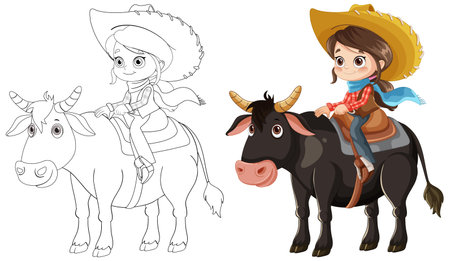 Illustration of a girl on a bullのイラスト素材