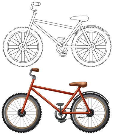 Detailed vector of a bicycle in two stylesのイラスト素材