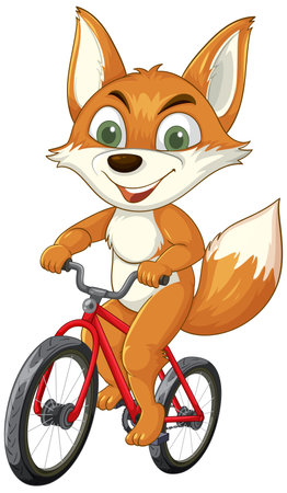 Cheerful fox enjoying a ride on a bicycleのイラスト素材