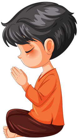 A person in meditation pose, eyes closed, prayingのイラスト素材