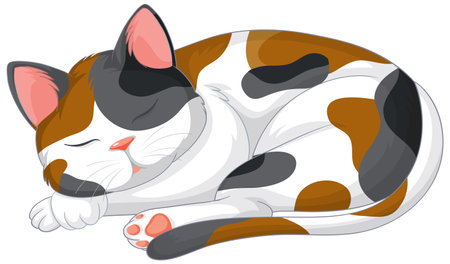 A peaceful cat sleeping soundly, dreaming of adventuresのイラスト素材