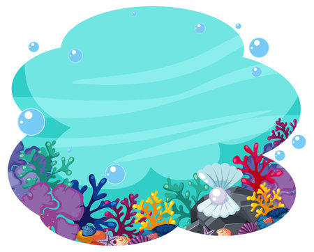 Vibrant coral reef with shells and bubblesのイラスト素材