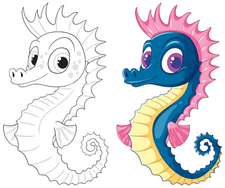 Vibrant seahorse with playful expression and detailsのイラスト素材