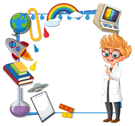 Colorful elements depicting science and education themesのイラスト素材