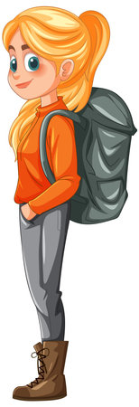 Young girl ready for an outdoor adventureのイラスト素材