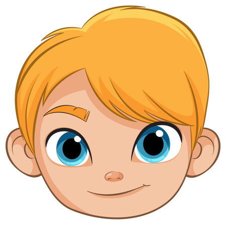 Blonde boy with blue eyes smilingのイラスト素材