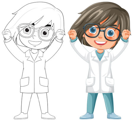 A happy scientist in a lab coat celebratingのイラスト素材
