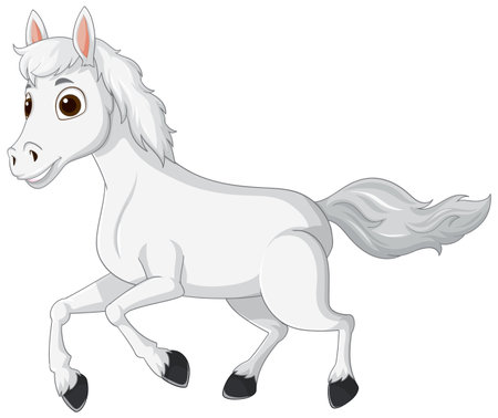 A cheerful white horse with animated featuresのイラスト素材