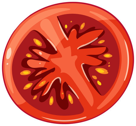 Bright, stylized tomato slice with bold colors and clean lines. Perfect for food-related designs and digital mediaのイラスト素材