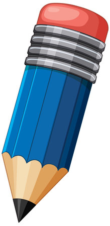 A detailed vector illustration of a blue pencil with a red eraser, showcasing vibrant colors and clean linesのイラスト素材