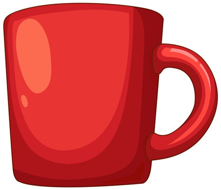 A vibrant vector illustration of a red coffee mug with smooth shading and a glossy finish, perfect for brandingのイラスト素材