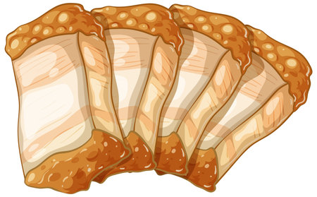 Detailed vector illustration of crispy Asian pork belly slices with rich textures and warm colors, emphasizing culinary appealのイラスト素材