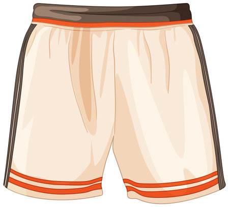 Vector illustration of retro sports shorts with orange accents. Clean lines, vibrant colors, and classic athletic styleのイラスト素材