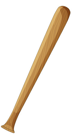 Detailed vector illustration of a wooden baseball bat with realistic texture and shading, ideal for sports-themed designsのイラスト素材