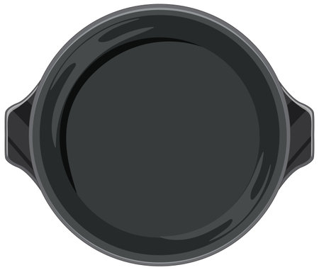 Vector illustration of a black cooking pot with handles, top view. Simple, clean design with a focus on shape and colorのイラスト素材