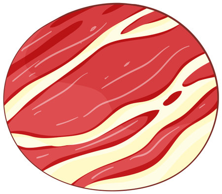 Stylized vector illustration of a marbled meat slice with rich red and cream colors, emphasizing texture and patternのイラスト素材