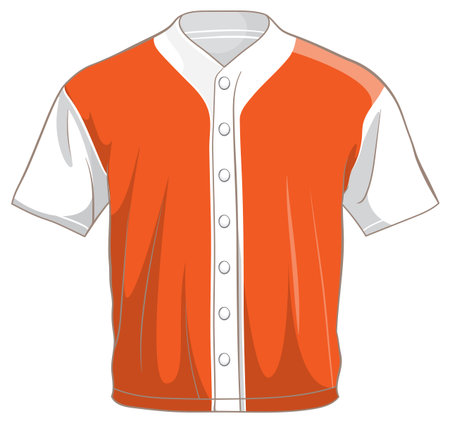 Vector illustration of an orange and white baseball jersey with button details, highlighting a sporty and vibrant designのイラスト素材