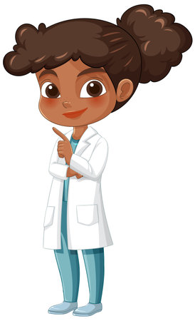 Cartoon scientist pointing with a confident expressionのイラスト素材
