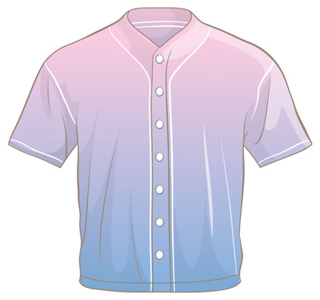 Stylized baseball jersey with a pink to blue gradient. Clean lines, soft colors, and a modern vector styleのイラスト素材