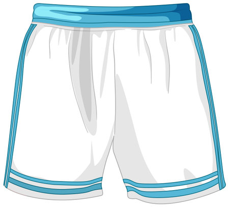 Modern vector illustration of white sports shorts with blue accents and clean, minimalist design.のイラスト素材