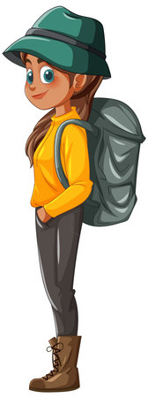 Young girl ready for an outdoor adventureのイラスト素材