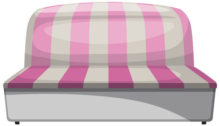 Modern pink and white striped sofa in flat vector style, front view, clean backgroundのイラスト素材
