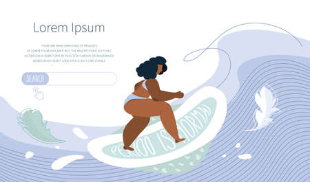 Concept vector WEB banner with body positive girl on sanitary pads. The menstrual period cycle or PMS is NORMALのイラスト素材