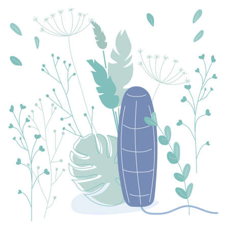 Menstrual tampon concept vector illustration with flowers, herbs and leafs. The menstrual period cycle or PMS is NORMAのイラスト素材