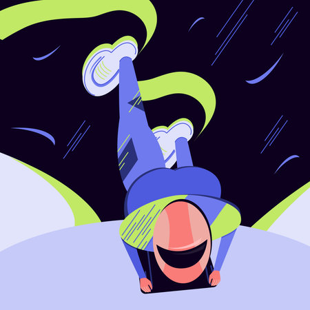 Sportsman speeding on track skeleton sled. Vector concept illustration winter game sport