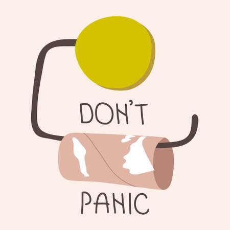 Toilet paper, do not panic,  rules poster. Pandemic vector illustration in flat design and one line continuous styleのイラスト素材